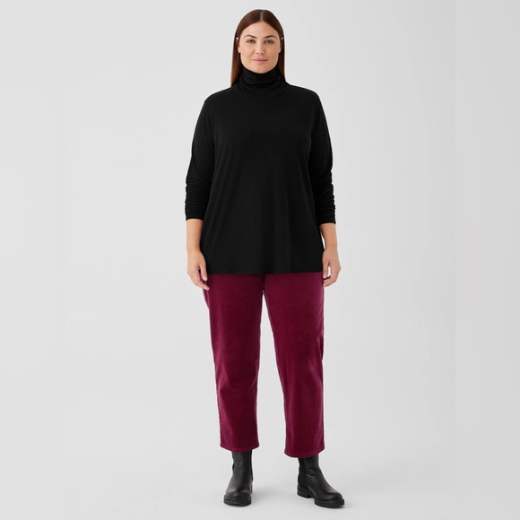 NWT Eileen Fisher Ribbed Pima Turtleneck Black 2X